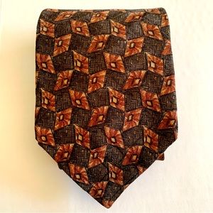 Bugatti. 100% Italian Silk Necktie. Brown and Orange diamond pattern‎ on …